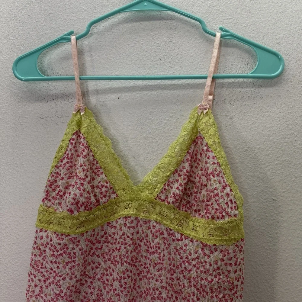 VTG Y2K JLO Nighty Babydoll Dress Floral Sheer Slip Top Womens L Fairy Lingerie